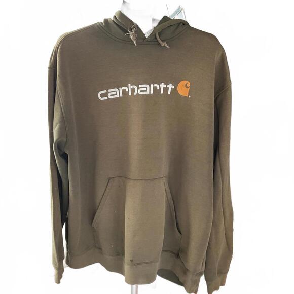 Carhartt Other - Vintage Carhartt Spell-Out Hoodie - Olive Green Rare 2XL